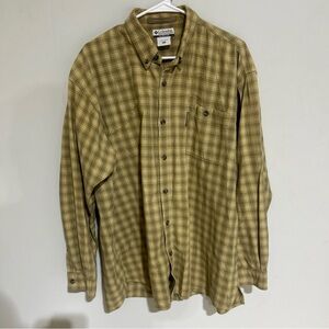 Columbia River Lodge Men Size XL GREEN Shirt Long Sleeve Button Front